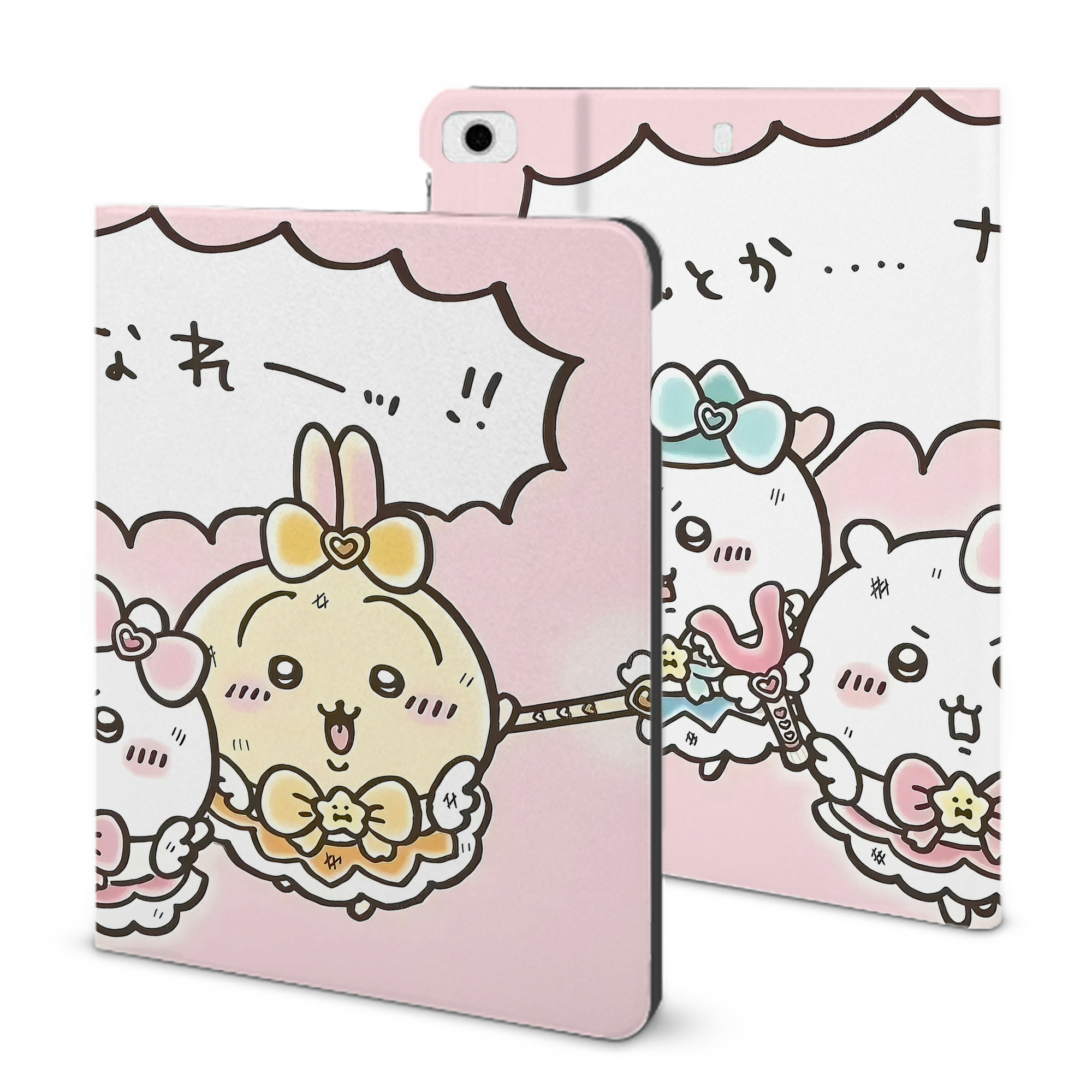 （画像用） ちいかわ Chii-kawa IPad ケース ブック型 PUレザー TPU 耐衝撃 軽量 薄型 ペン収納なし 全面保護 IPad 各モデル対応